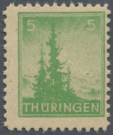 ** Sowjetische Zone - Thüringen: 1945, Freimarke 5 Pfg. Dunkelsmaragdgrün, Sehr Seltenes Papier Z2 Mit - Autres & Non Classés
