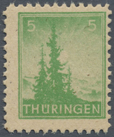 ** Sowjetische Zone - Thüringen: 1945, Freimarke 5 Pfg. Dunkelsmaragdgrün, Sehr Seltenes Papier Z2 Mit - Andere & Zonder Classificatie