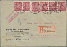 Br Sowjetische Zone - West-Sachsen: 1945, 12 Pf Karminrot, 6 Stück Als Portogerechte MeF Auf Einschreib - Altri & Non Classificati