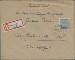 Br Sowjetische Zone - West-Sachsen: 1945, 4 Pf Schwarzgraublau, 21 Stück (vs. Einzelmarke, Rs. 20er-Blo - Other & Unclassified
