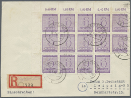 Br Sowjetische Zone - West-Sachsen: 1945, 6 Pf Lebhaftgrauviolett, 14er-Block Von Der Li. Oberen Bogene - Andere & Zonder Classificatie