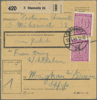 Br Sowjetische Zone - West-Sachsen: 1945, 2 X 40 Pf Rotlila, Portogerechte MeF Auf Paketkarte Von Chemn - Other & Unclassified