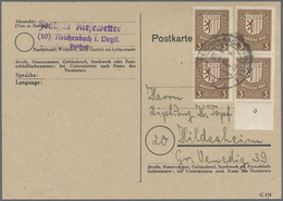 Br Sowjetische Zone - West-Sachsen: 1946, 4 X 3 Pf Dkl'gelbbraun Als Portogerechte MeF Auf Postkarte Vo - Andere & Zonder Classificatie