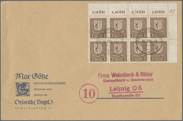 Br Sowjetische Zone - West-Sachsen: 1946, 3 Pf Dkl'gelbbraun, 8er-Block Von Der Rechten Oberen Bogeneck - Other & Unclassified