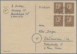 Br Sowjetische Zone - West-Sachsen: 1946, 3 Pf Dkl'gelbbraun, Senkr. Paar Als Portogerechte MeF Auf Dru - Sonstige & Ohne Zuordnung