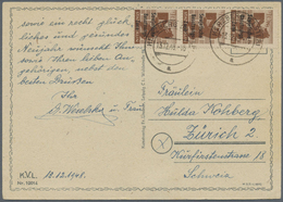 Br Sowjetische Zone - Allgemeine Ausgaben: 1948, 10 Pf Bären Maschinenaufdruck, Senkr. 3er-Streifen Als - Other & Unclassified