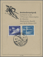 Br DDR: 1950, Erste Wintersportmeisterschaften Der DDR, Sondermarken Zu 12 Und 24 Pf Auf Einer Sonderst - Altri & Non Classificati