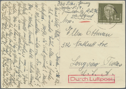 Br DDR: 1950, 1 M Oliv Pieck, Portogerechte EF Auf Übersee-Luftpostkarte Von Dresden A3, 7.4.52, Nach L - Autres & Non Classés