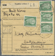 Br DDR: 1952, 5 Pf Pieck, 3 Versch. Paketkarten Mit Massen-Mehrfachfrankaturen, Dabei 18 Stück Auf PK V - Sonstige & Ohne Zuordnung
