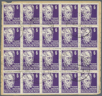 Br DDR: 1952, 6 Pf Dkl'blauviolett Köpfe, 20er-Block Als Portogerechte Massen-MeF Auf Paketkarte Von Br - Other & Unclassified