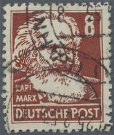 O DDR: 1952, 8 Pfg. Karl Marx, Auf Gewöhnlichem Papier Mit Stehendem Wasserzeichen, Abgestempelt Mit T - Autres & Non Classés