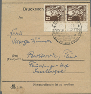 Br DDR: 1953, 15 Pf Köpfe Dunkelbraun, Senkr. Randpaar Als Portogerechte MeF Auf Drucksachen-Streifband - Andere & Zonder Classificatie