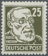 ** DDR: 1953, 25 Pfg. Köpfe Braunoliv Auf Gestrichenem Papier Mit Plattenfehler IV (F Mit Bart Verbunde - Other & Unclassified