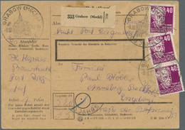 Br DDR: 1952, 40 Pf Rotlila Köpfe, 13 Stück Als Massen-MeF Auf Paketkarte Von Grabow (Meckl.), 8.10.52, - Sonstige & Ohne Zuordnung