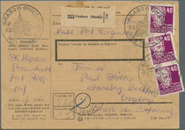 Br DDR: 1952, 40 Pf Rotlila Köpfe, 13 Stück Als Massen-MeF Auf Paketkarte Von Grabow (Meckl.), 8.10.52, - Other & Unclassified