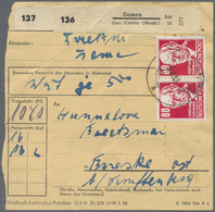 Br DDR: 1953, 80 Pf Dkl'rosarot Köpfe, 13 Stück Als Portogerechte Massen-MeF Auf Wert-Paketkarte Für 2 - Sonstige & Ohne Zuordnung