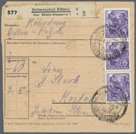 Br DDR: 1953, 6 Pf Blauviolett Fünfjahrplan, 10 Stück Als Portogerechte Massen-MeF Auf Paketkarte Von D - Sonstige & Ohne Zuordnung