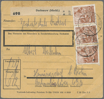 Br DDR: 1953, 8 Pf Dkl'braunorange Fünfjahrplan, 15 Stück Als Massen-MeF Auf Paketkarte Von Ducherow, 2 - Sonstige & Ohne Zuordnung