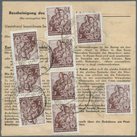 Br DDR: 1953, 84 Pf Dkl'rötlichbraun Fünfjahrplan, 10 Stück Als Portogerechte Massen-MeF Auf Paketkarte - Sonstige & Ohne Zuordnung