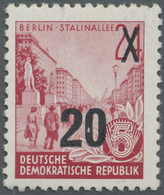 ** DDR: 1954, Freimarke Fünfjahrplan 20 Pf. Auf 24 Pf. Urmarke Im Offsetdruck Bräunlichkarmin Mit Wasse - Altri & Non Classificati