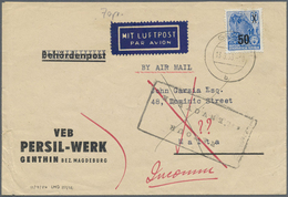 Br DDR: 1954, 50 A. 60 Pf Dkl'kobalt, Portogerechte EF Auf Luftpostbrief Vom VEB Persil-Werk In Genthin - Sonstige & Ohne Zuordnung