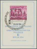 O DDR: 1954, Blockausgabe Zur Briefmarken-Ausstellung Mit Entsprechendem Sonderstempel Und Wasserzeich - Altri & Non Classificati