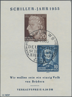 O DDR: 1955, Schiller-Block Mit Spektakulärer Abart "5 PFENNIG-Marke FEHLEND", Tadellos Gestempelt Mit - Sonstige & Ohne Zuordnung