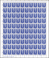 ** DDR: 1963, Ulbricht, 50 Pfg. Blau, 5 Komplette 100er-Bögen Mit Unterschiedl. DZ 'A', 'C' Etc., 4 Bög - Autres & Non Classés