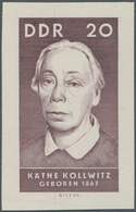 ** DDR: 1967, 20 Pfg. Käthe Kollwitz, Breitrandig Geschnittener Probedruck In Lilabraun Auf Gummiertem - Sonstige & Ohne Zuordnung