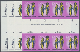 ** DDR: 1969, Unbesiegbares Vietnam 10+5 Pf. 'Bewaffnete Vietnamesen' In 4 Verschiedenen Ungezähnten PH - Altri & Non Classificati