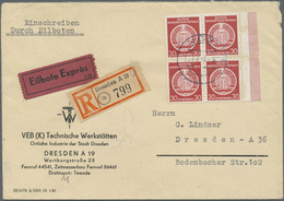 Br DDR - Dienstmarken A (Verwaltungspost B): 1954, 30 Pf Bräunlichrot, 4er-Block Von Re. Bogenrand Als - Sonstige & Ohne Zuordnung