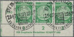 O DDR - Dienstmarken A (Verwaltungspost B): 1956, 5 Pf Smaragdgrün, Waager. 3er-Streifen Von Der Li. U - Other & Unclassified