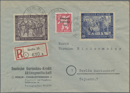 Br Berlin - Vorläufer: 1948, 50 Pfg. Und 16 Pfg. Leipziger Messe Je Komplett Mit Zufrankatur Auf Einsch - Lettres & Documents