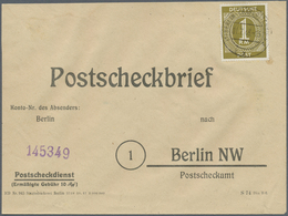 Br Berlin - Vorläufer: 1948, Währungsreform: 1 Mark Ziffer Als Portogerechte EF Auf Postscheckbrief Ab - Briefe U. Dokumente