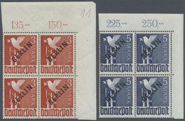 /** Berlin: 1948, Schwarzaufdrucksatz 2 Pfg. Bis 5 Mark, Kpl. Serie Von 20 Werten In Eckrand-Viererblock - Autres & Non Classés