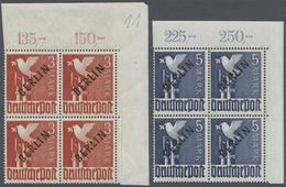 /** Berlin: 1948, Schwarzaufdrucksatz 2 Pfg. Bis 5 Mark, Kpl. Serie Von 20 Werten In Eckrand-Viererblock - Andere & Zonder Classificatie