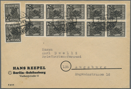 Br Berlin: 1948, 2 Pf Schwarzaufdruck, Zwei 4er-Blocks, Davon Einer Vom Unterrand Mit Teil-HAN Als Port - Altri & Non Classificati