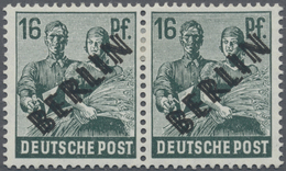 * Berlin: 1948, 16 Pfg. Schwarzaufdruck Mit Doppelaufdruck, Waagerechtes Paar, Sauber Ungebraucht, Sel - Autres & Non Classés