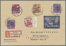 Br Berlin: 1948, 24 Pfg. Schwarzaufdruck In Mischfrankatur Mit Bizone 24 Pfg. Kölner Dom, 40 Pfg. Und 6 - Autres & Non Classés