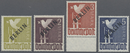 ** Berlin: 1948, 1 M. Bis 5 M. Schwarzaufdruck Je Mit Aufdruckfehler "rechter Aufstrich Des N Oben Verd - Sonstige & Ohne Zuordnung