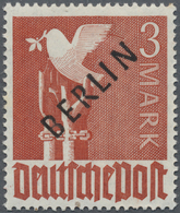 ** Berlin: 1948, Freimarke 3 M Mit Schwarzem Aufdruck "BERLIN" Und Abart "Ast Am Taubenflügel" Marke Po - Autres & Non Classés