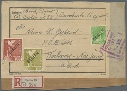 Br Berlin: 1948, Schwarzaufdruck 3 Mk, 1 Mk Und 10 Pfg., Entwertet Mit Wellenstempel (Datum Nicht Lesba - Autres & Non Classés