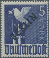 ** Berlin: 1948, 5 Mark Schwarzaufdruck Mit Aufdruckfehler "2 Brüche Im B" Postfrisch, Gepr. BPP, Mi 75 - Other & Unclassified