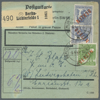 Br Berlin: 1949: Paketkarte über 6 ½ Kg – DM 1,70 Mit 10 Pf. Und 2 X 80 Pf. Rotaufdruck Ab Berlin-Licht - Altri & Non Classificati