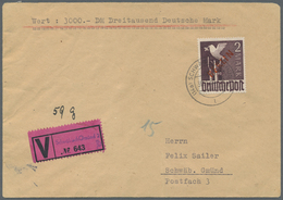 Br Berlin: 1950: WERTBRIEF  59g – 3000.- DM Mit DM 2.- ROTAUFDRUCK Als EF Ab Schwäbisch Gmünd 2  30.1.5 - Autres & Non Classés