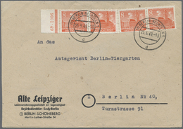 Br Berlin: 1949, 8 Pf Rotorange Bauten, 2 Waagerechte Paare, Davon Eines Mit HAN 9001.49, Als Portogere - Sonstige & Ohne Zuordnung