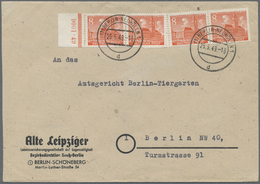 Br Berlin: 1949, 8 Pf Rotorange Bauten, 2 Waagerechte Paare, Davon Eines Mit HAN 9001.49, Als Portogere - Autres & Non Classés