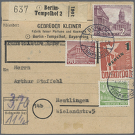 Br Berlin: 1950: Paketkarte Inland  11,5 Kg.  DM 3,70 Mit 10 Pf. 60 Pf. Und 2.- DM Bauten I, Dazu 1.- D - Sonstige & Ohne Zuordnung