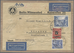 Br/Brfst Berlin: 1951: Anschriftteil PÄCKCHEN INLAND Mit LUFTPOST, Gebühr DM 5,35 Mit 30 Pf. Und 5.- DM Baute - Altri & Non Classificati