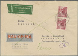 Br Berlin: 1949, 40 Pf Lilarot Bauten, Waager. Paar Als Portogerechte MeF Auf Postschnelldienst-Brief V - Autres & Non Classés